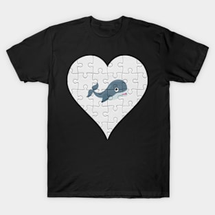 Jigsaw  Whale Heart Design - Fish Whale T-Shirt